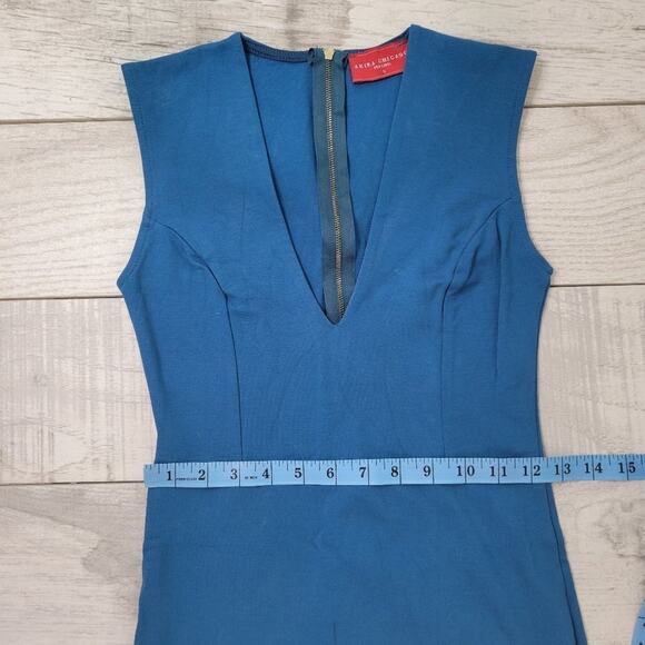 Akira Chicago Red Label Blue Sleeveless V Neck Bodycon Dress - Picture 7 of 8